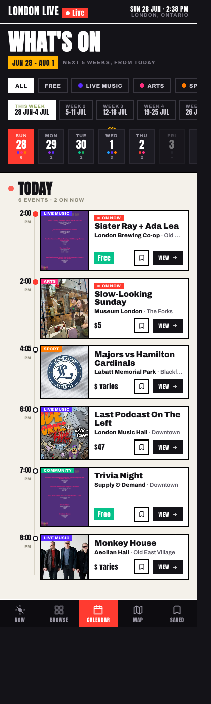 Week-strip timeline mobile