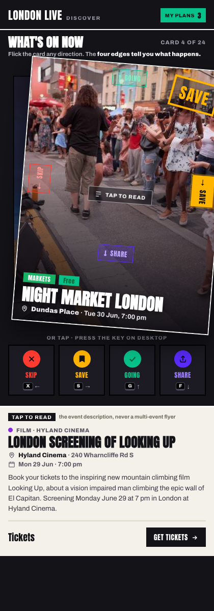Directional deck swipe